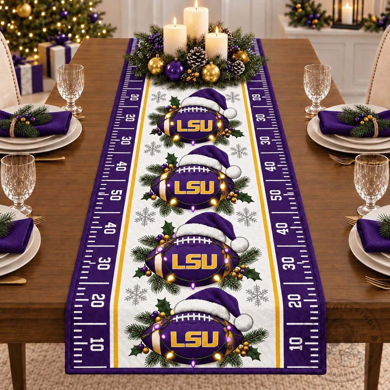 Louisiana State University Tigers Christmas Football Table Runner
