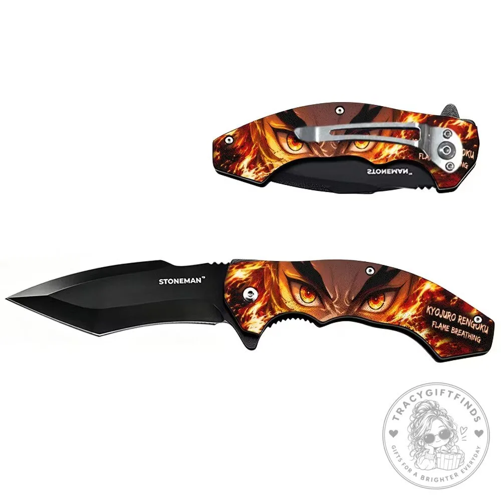 Demon Slayer Kyojuro Rengoku Flame Breathing Folding Knife
