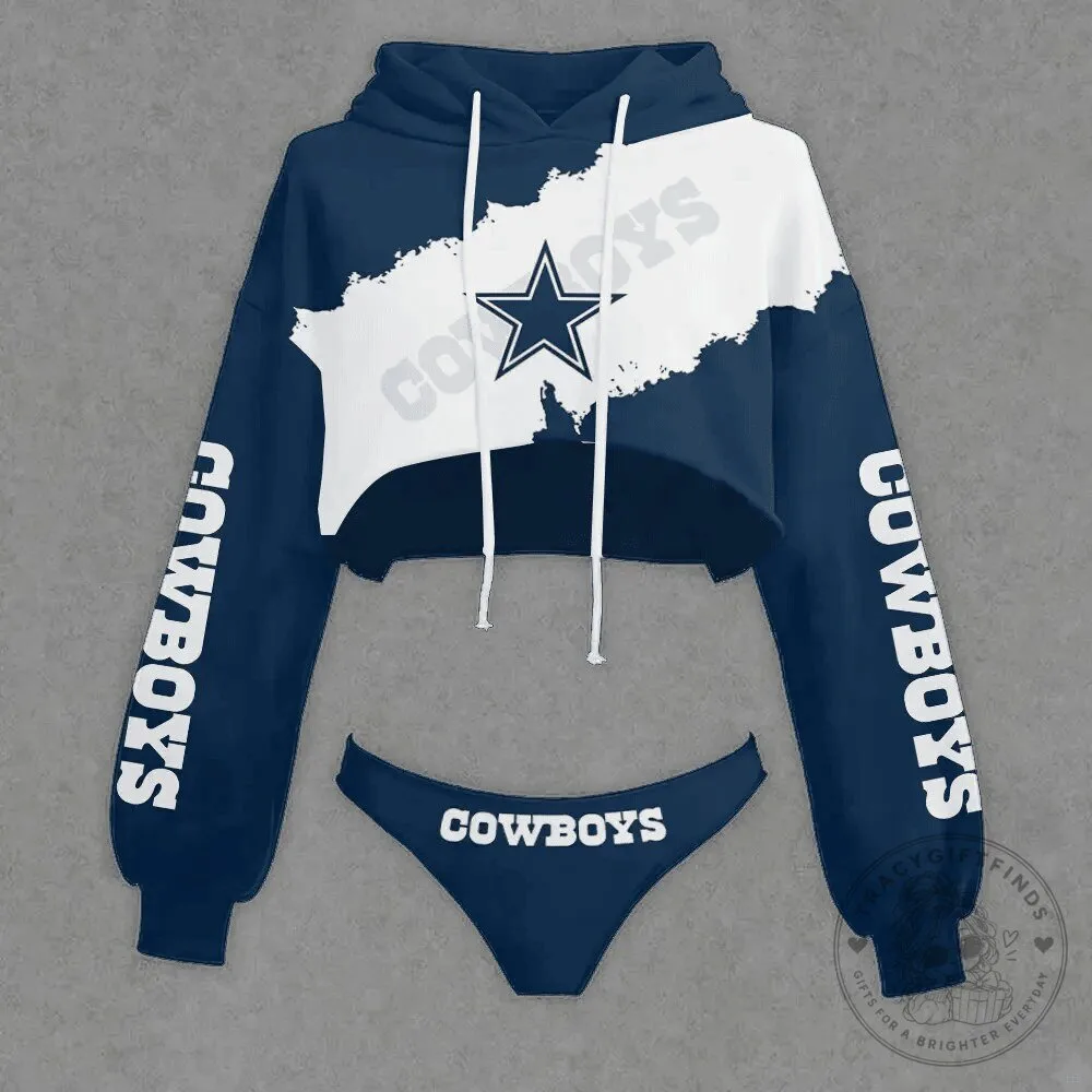 Dallas Cowboys Women's Cropped Hoodie and Panties Set 5 Dallas Cowboys Women