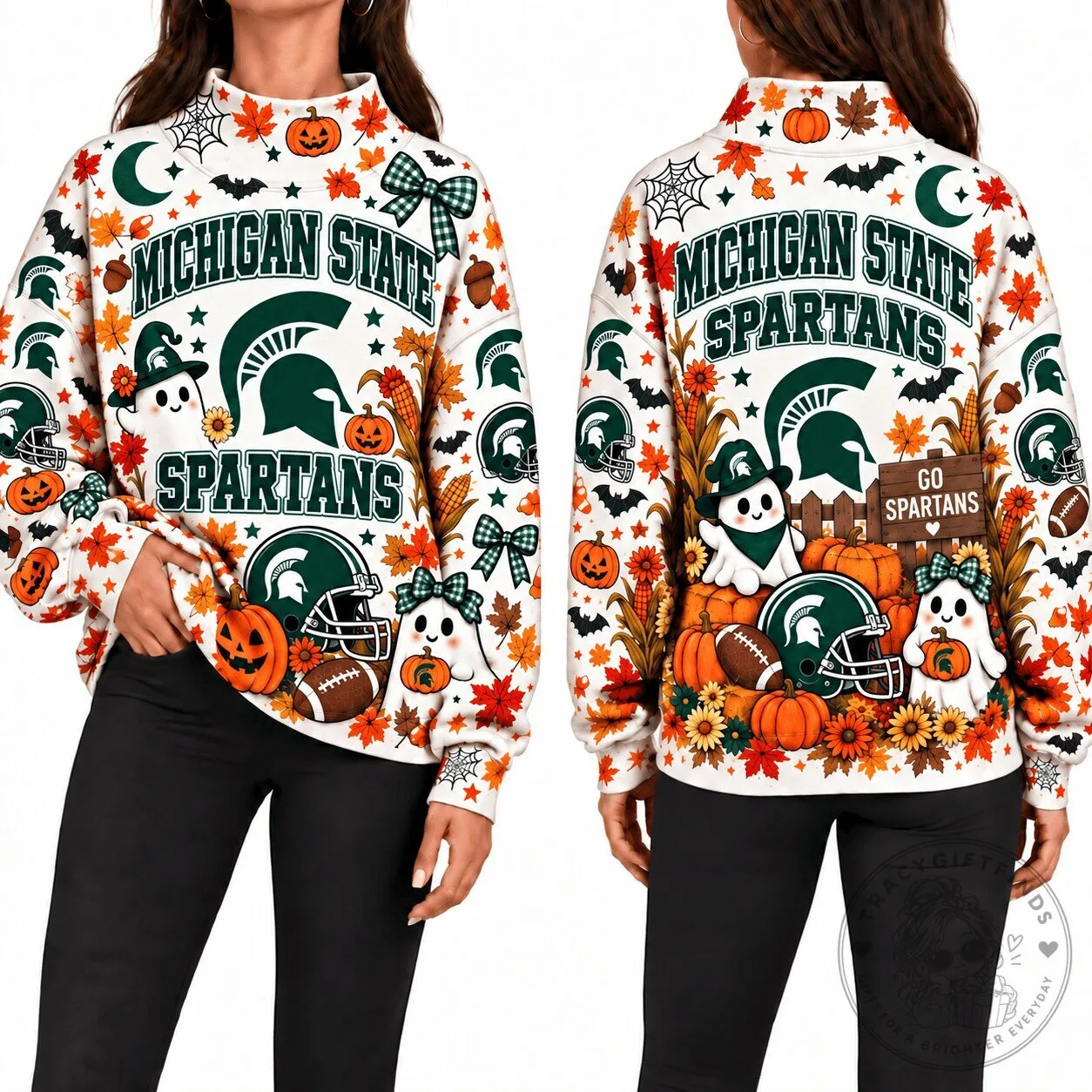 Michigan State Spartans Halloween Autumn Pumpkins Sweatshirt