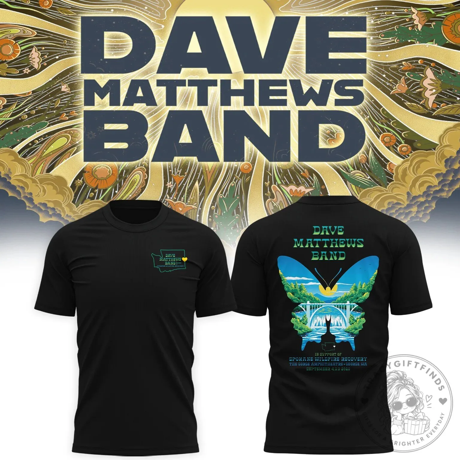 Dave Matthews Band Spokane Wildfire Recovery The Gorge Amphitheatre 2026 T-Shirt