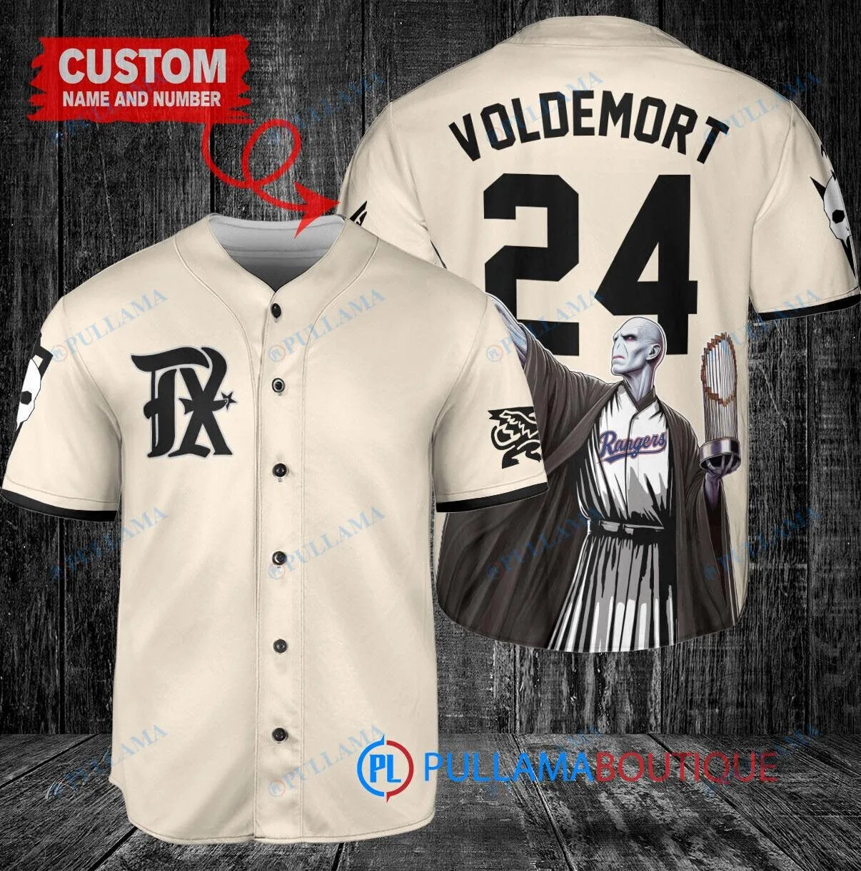 Texas Rangers Baseball Lord Voldemort Harry Potter World Series Trophy Baseball Jersey