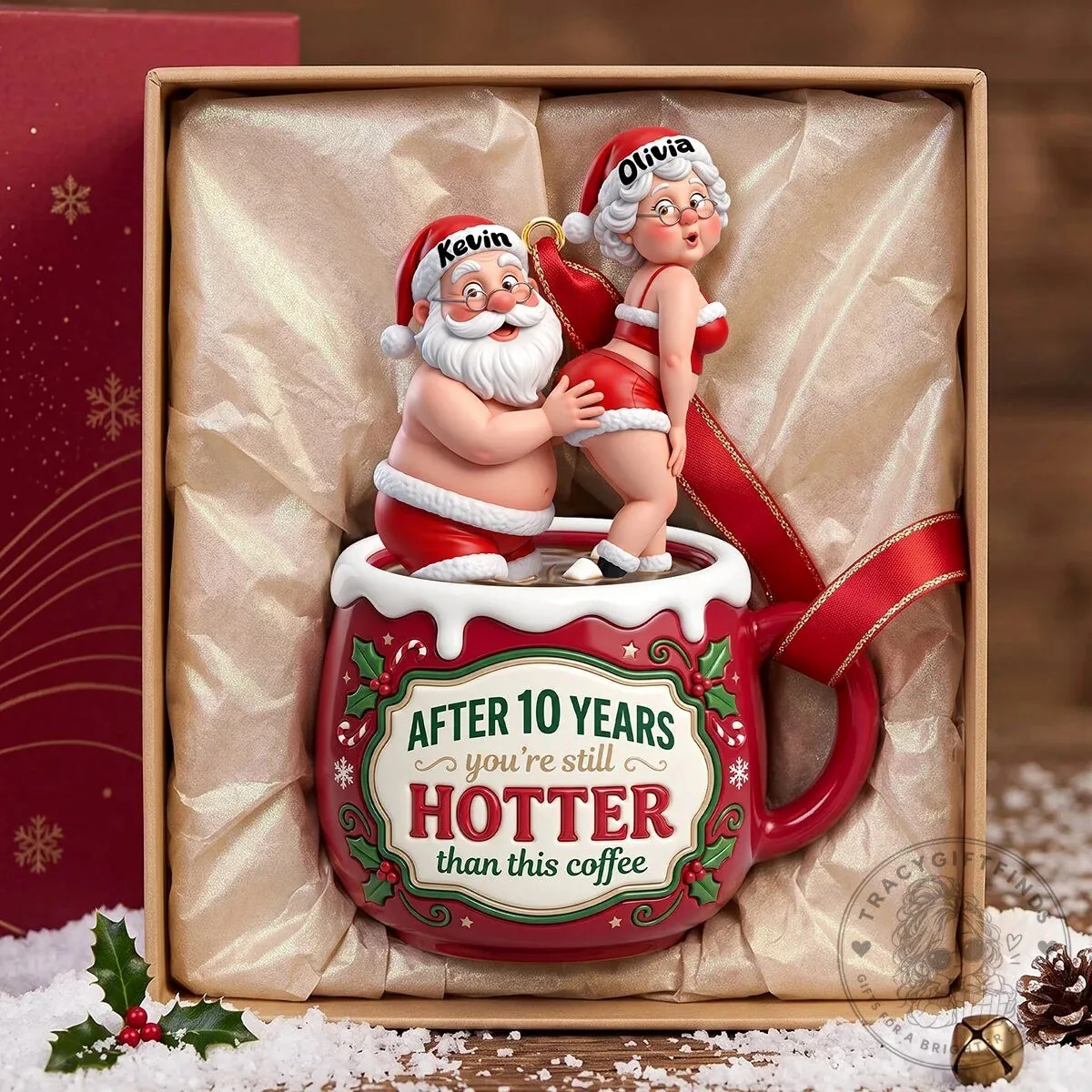 Personalized Naughty Santa and Mrs. Claus Christmas Couple Ornament 8 Personalized Naughty Santa and Mrs. Claus Christmas Couple Ornament