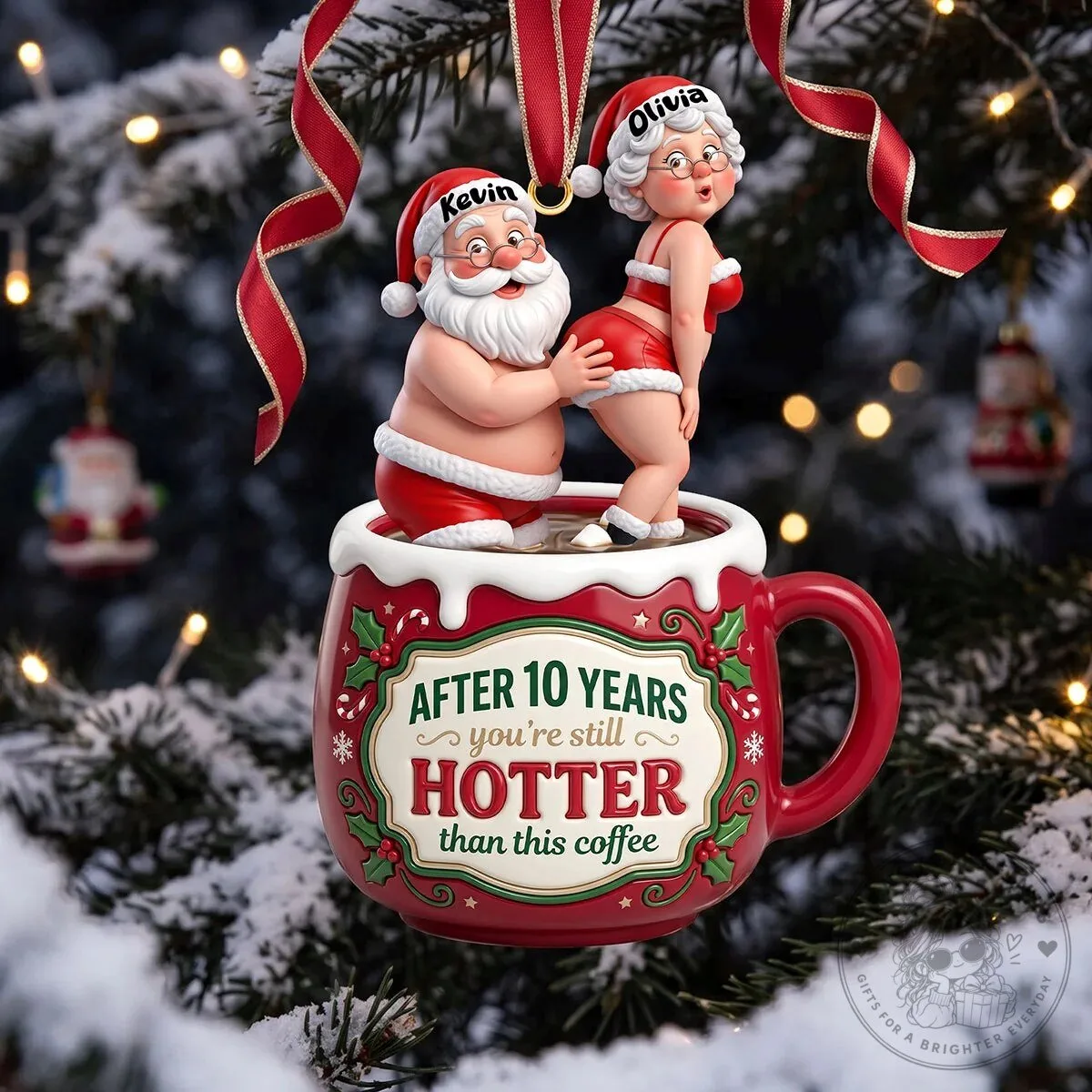 Personalized Naughty Santa and Mrs. Claus Christmas Couple Ornament 9 Personalized Naughty Santa and Mrs. Claus Christmas Couple Ornament