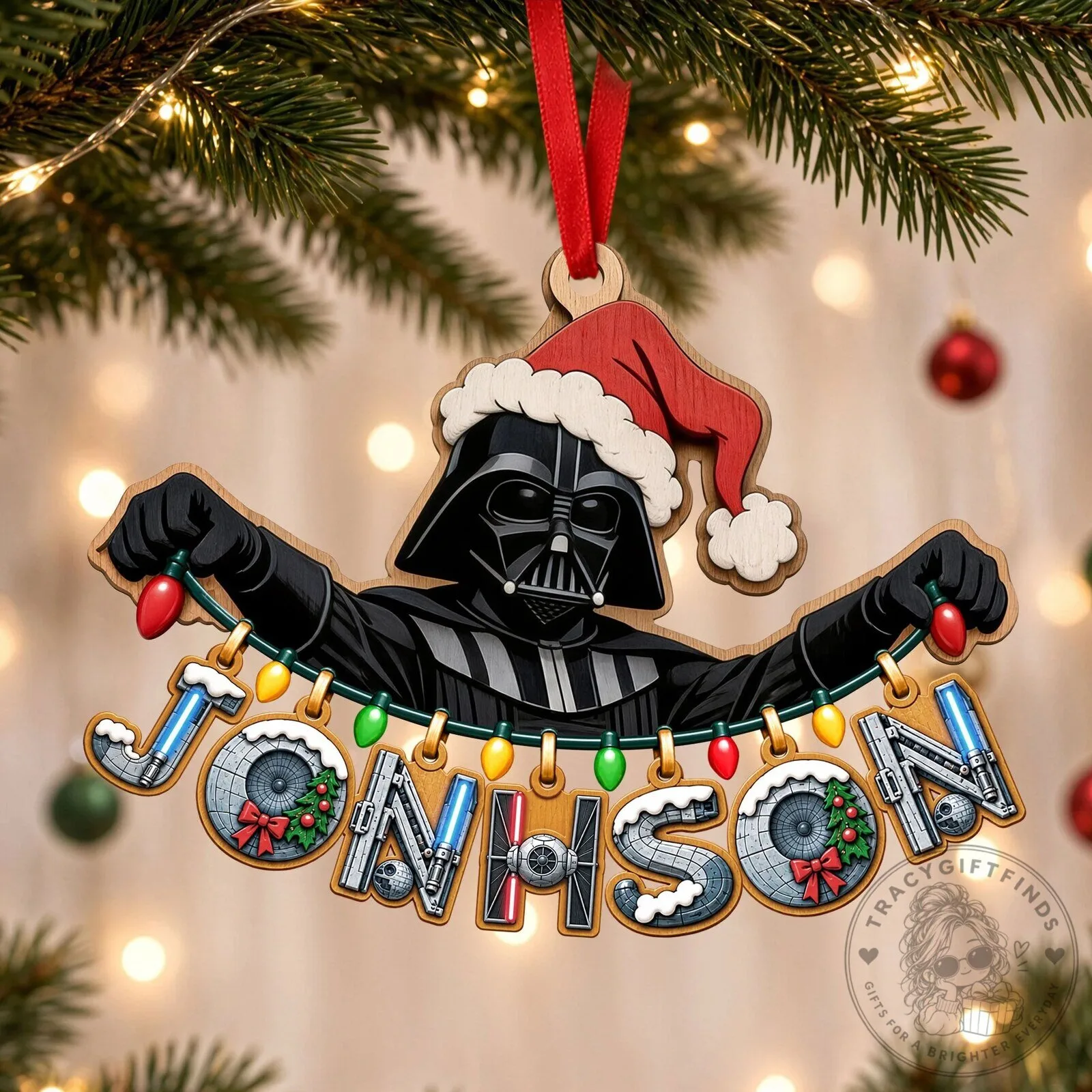 Darth Vader Christmas Holiday Personalized Name Ornament