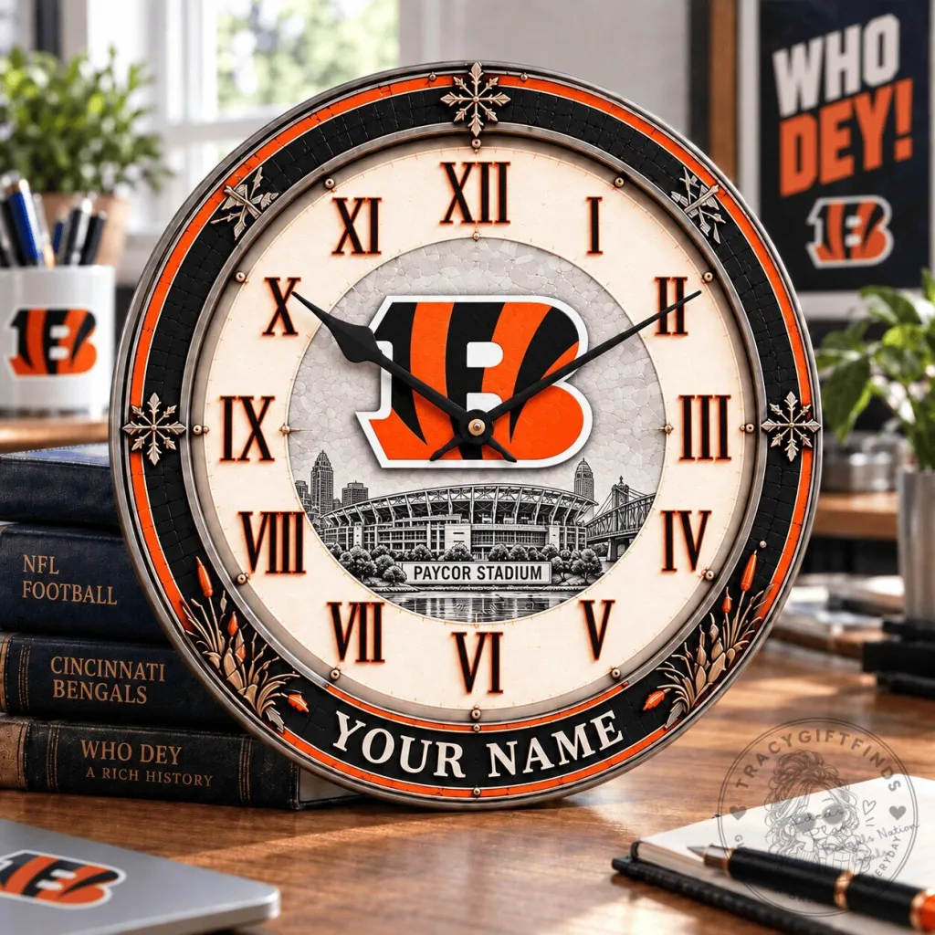Cincinnati Bengals Paycor Stadium Custom Name Round Wall Clock Cincinnati Bengals Paycor Stadium Custom Name Round Wall Clock