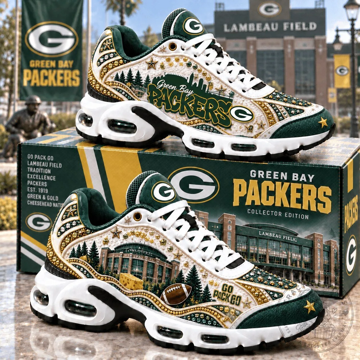 Green Bay Packers Lambeau Field Custom Designed Air Max Shoes