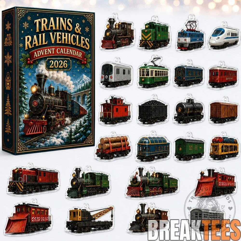 Trains and Rail Vehicles Advent Calendar 2026 with Train Ornaments