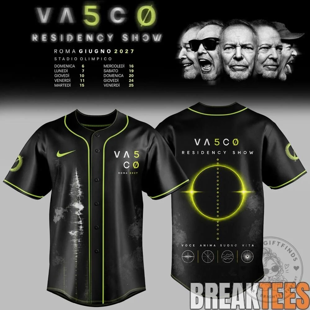 Vasco Rossi Residency Show 2027 Black Baseball Jersey