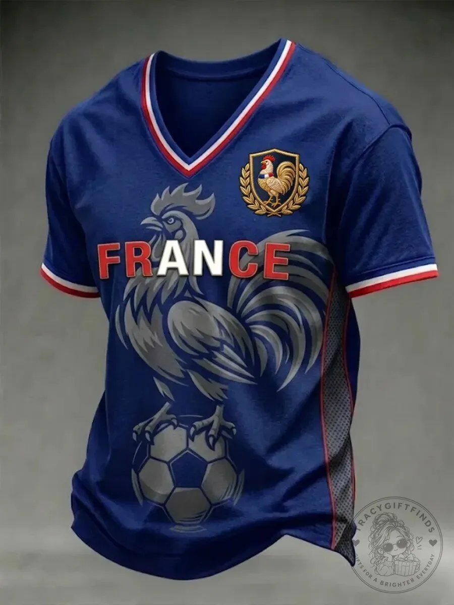 France Football Rooster Graphic Print Men's Jersey