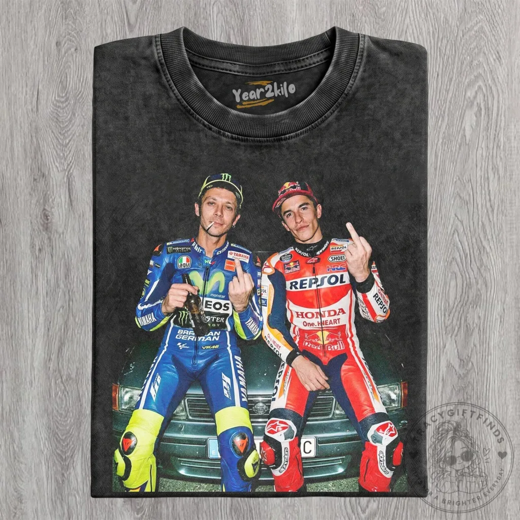 Valentino Rossi and Marc Marquez MotoGP Racing T-Shirt Valentino Rossi and Marc Marquez MotoGP Racing T-Shirt