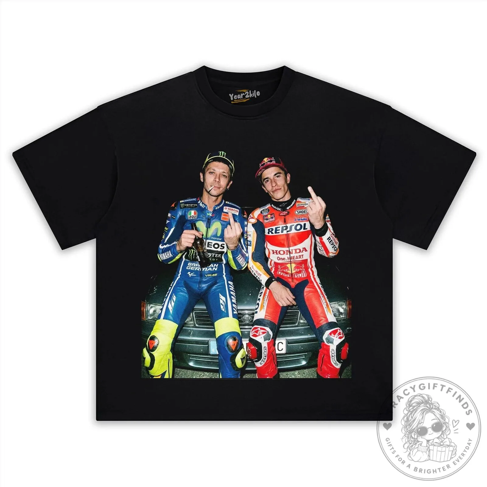Valentino Rossi and Marc Marquez MotoGP Racing T-Shirt 15 Valentino Rossi and Marc Marquez MotoGP Racing T-Shirt