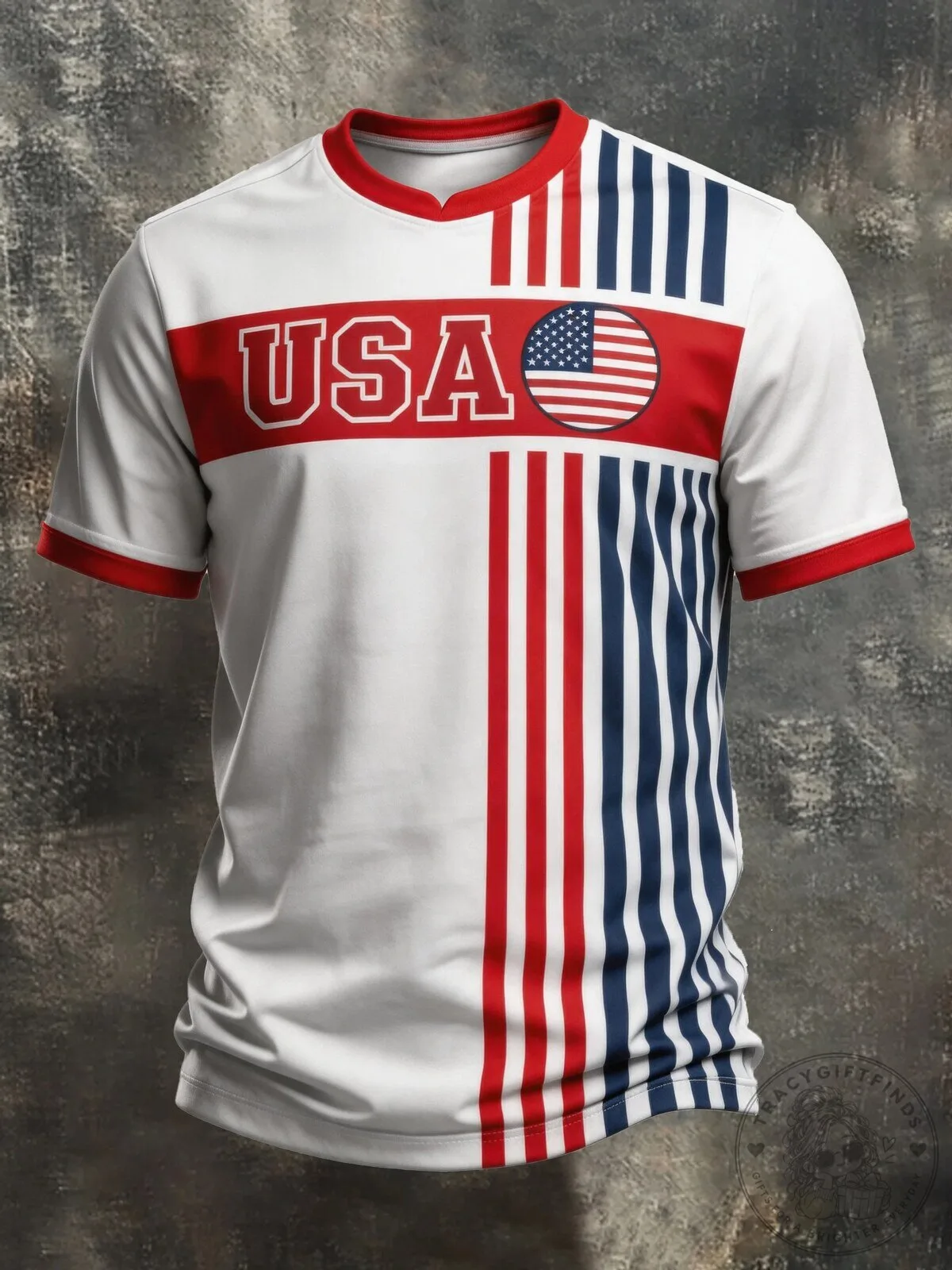 USA Soccer Team Striped Design Men's Short Sleeve T-Shirt