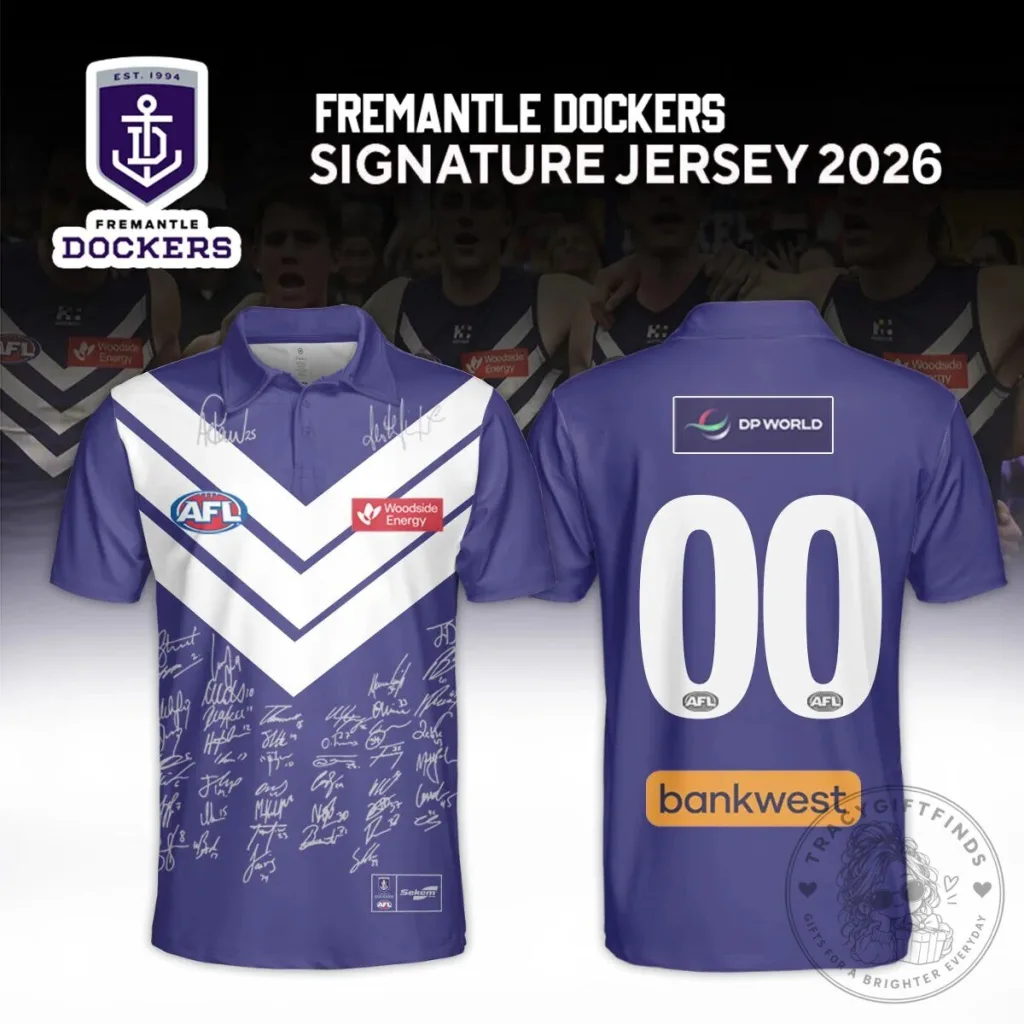Fremantle Dockers 2026 Signature Team Polo Shirt Fremantle Dockers 2026 Signature Team Polo Shirt