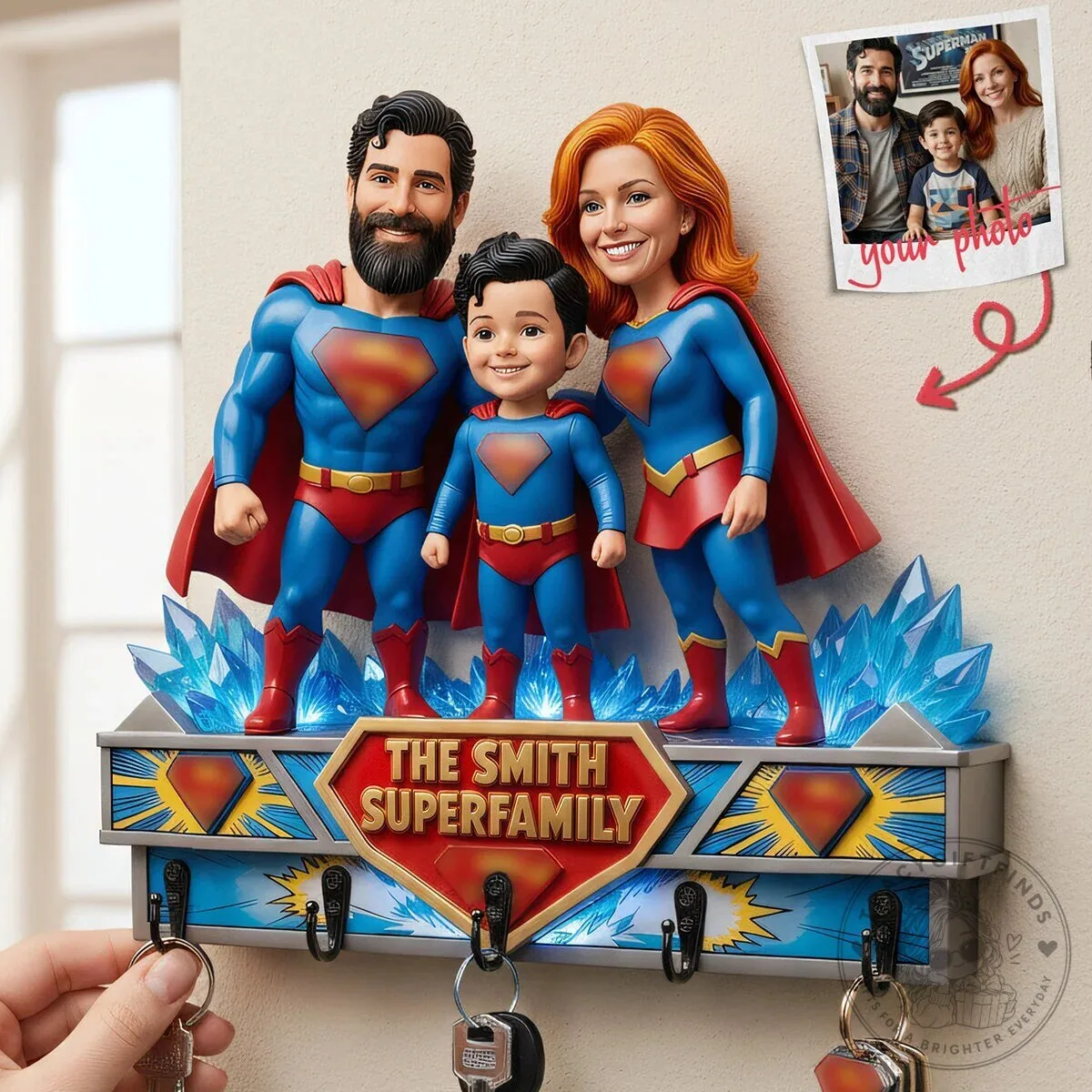 Personalized Super Family Key Hanger with Custom Photo for Wall Decor 7 Personalized Super Family Key Hanger with Custom Photo for Wall Decor