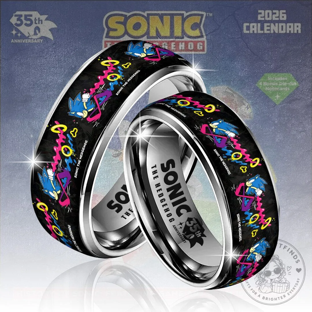 Sonic The Hedgehog 35th Anniversary Black Stainless Steel Ring 5 Sonic The Hedgehog 35th Anniversary Black Stainless Steel Ring