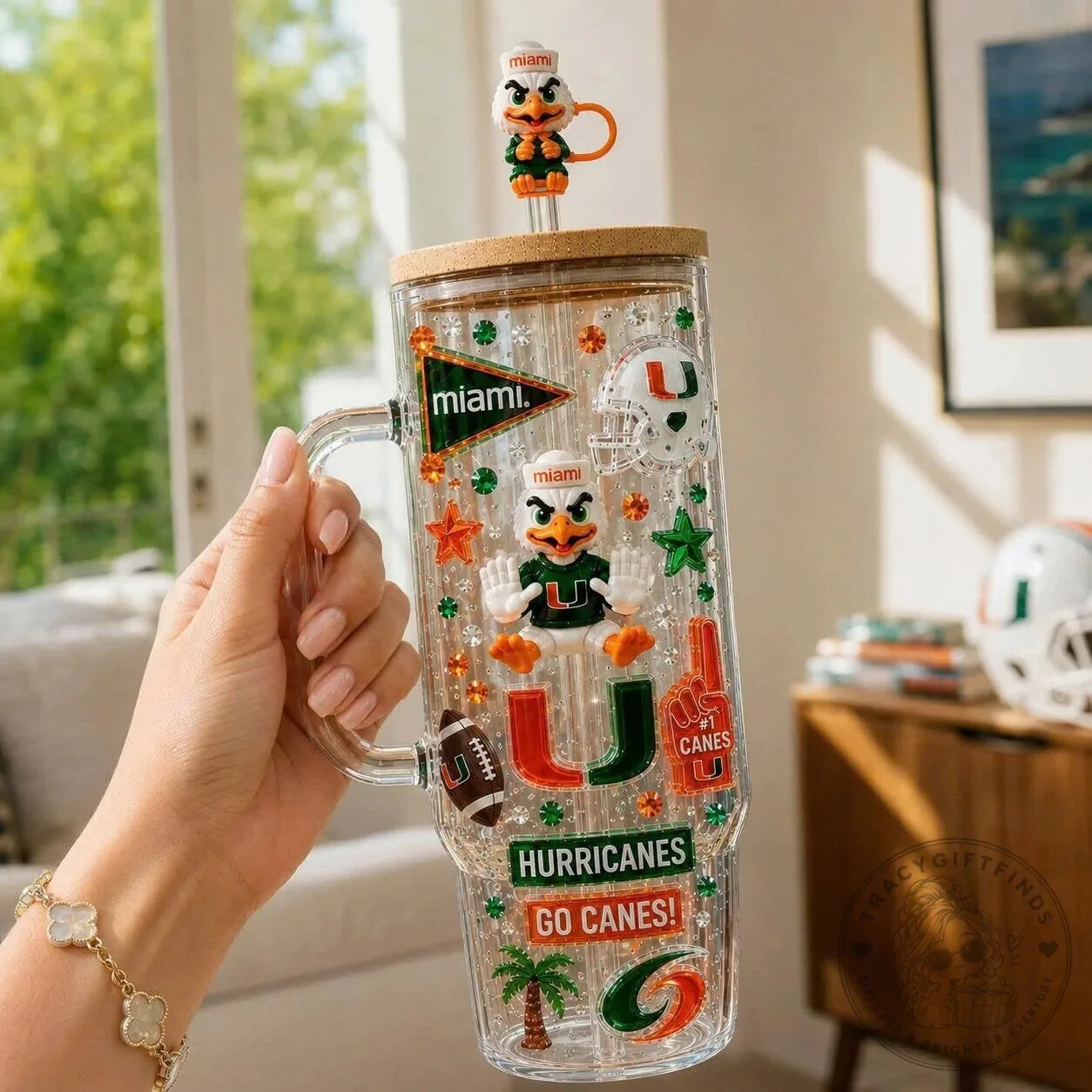 Miami Hurricanes Sebastian the Ibis University of Miami Football Team Tumbler with Handle 8 Miami Hurricanes Sebastian the Ibis University of Miami Football Team Tumbler with Handle