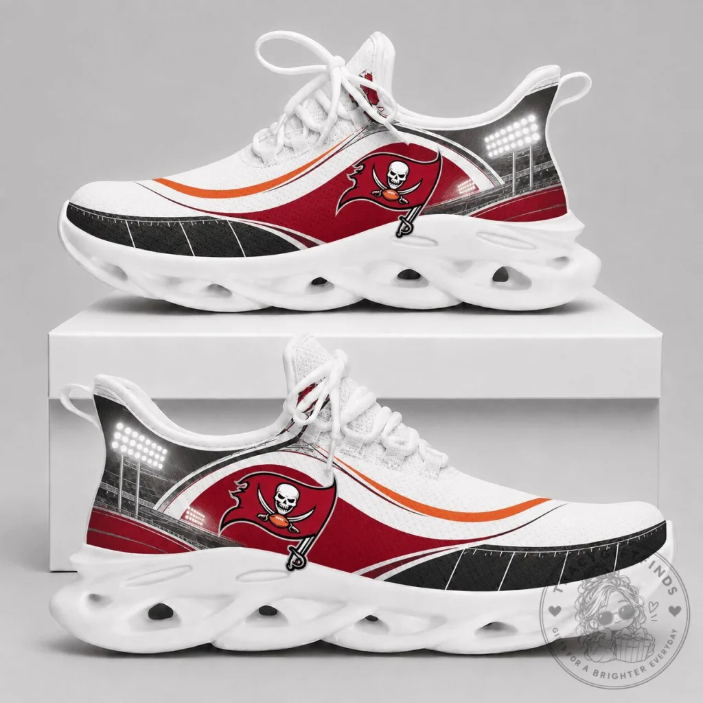 Tampa Bay Buccaneers NFL Football Team Logo White Chunky Sneakers Shoes Tampa Bay Buccaneers NFL Football Team Logo White Chunky Sneakers Shoes