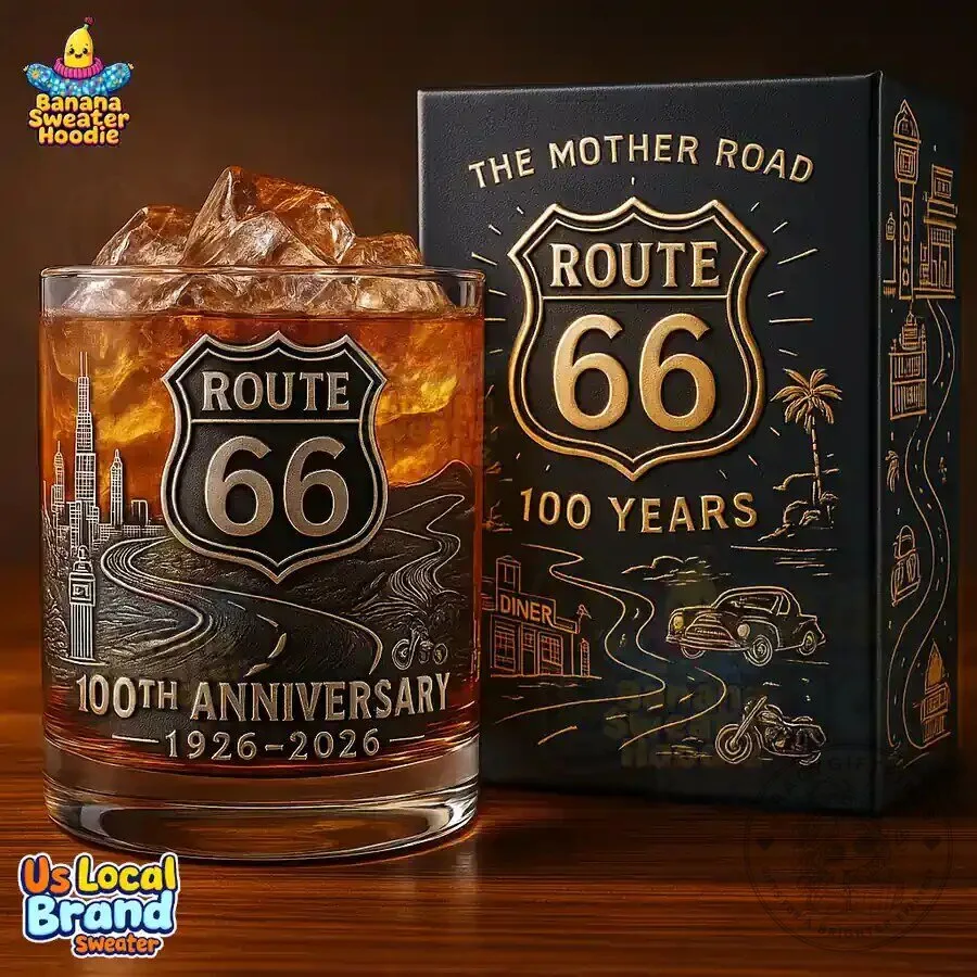 Route 66 100th Anniversary Whiskey Glass 1926-2026 3 Route 66 100th Anniversary Whiskey Glass 1926-2026
