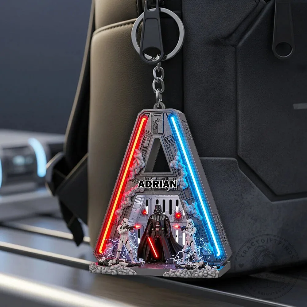 Star Wars Darth Vader and Stormtroopers Personalized Initial A Keychain