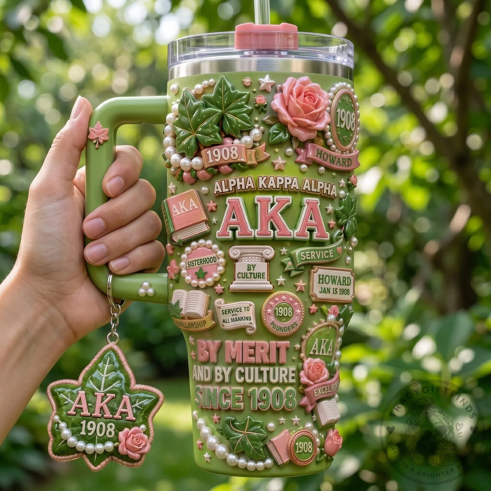 Alpha Kappa Alpha Sorority 40oz Tumbler with Handle and Straw 8 Alpha Kappa Alpha Sorority 40oz Tumbler with Handle and Straw