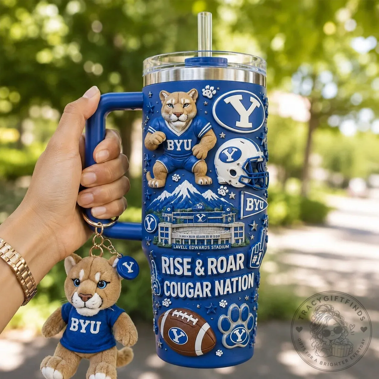 Brigham Young University Cougars Football Team 40oz Tumbler with Handle 9 Brigham Young University Cougars Football Team 40oz Tumbler with Handle