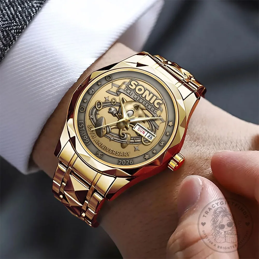 Sonic The Hedgehog 35th Anniversary Gold Tone Stainless Steel Watch 11 Sonic The Hedgehog 35th Anniversary Gold Tone Stainless Steel Watch