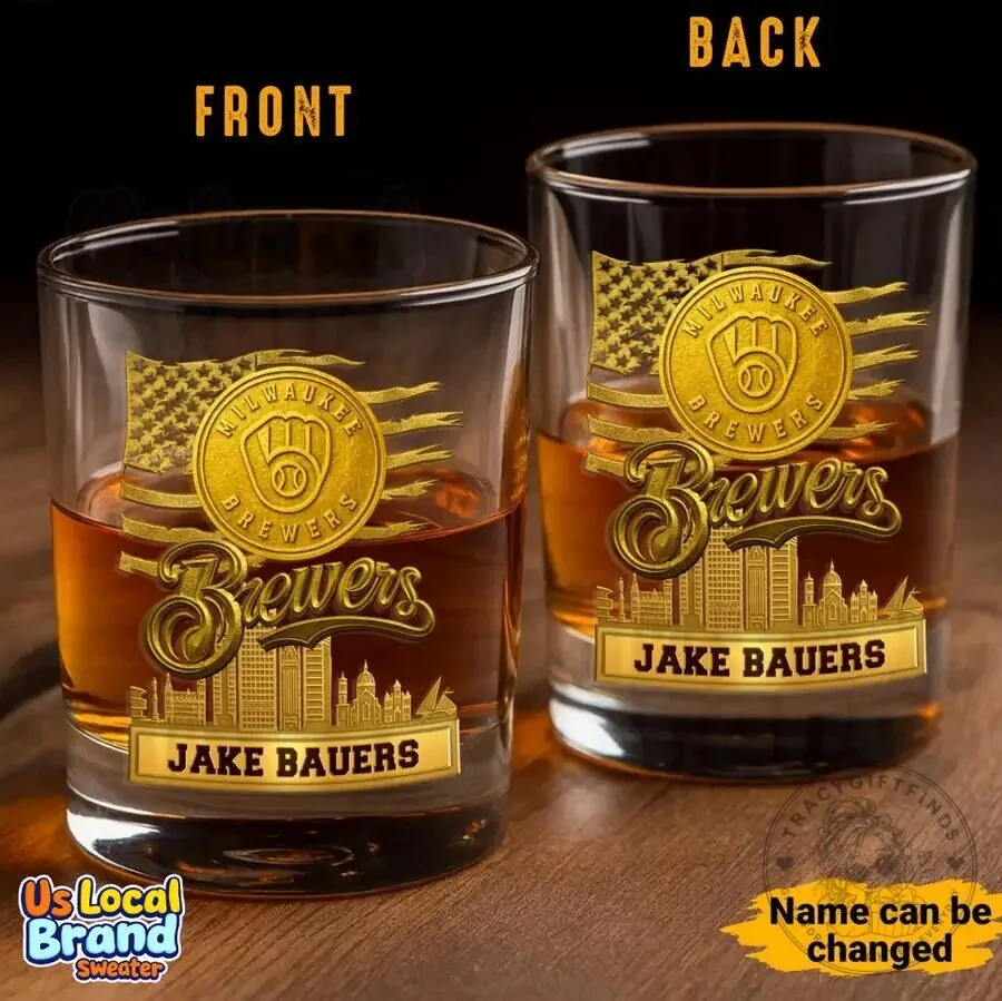 Milwaukee Brewers Baseball Team Personalized Whiskey Glass 8 Milwaukee Brewers Baseball Team Personalized Whiskey Glass