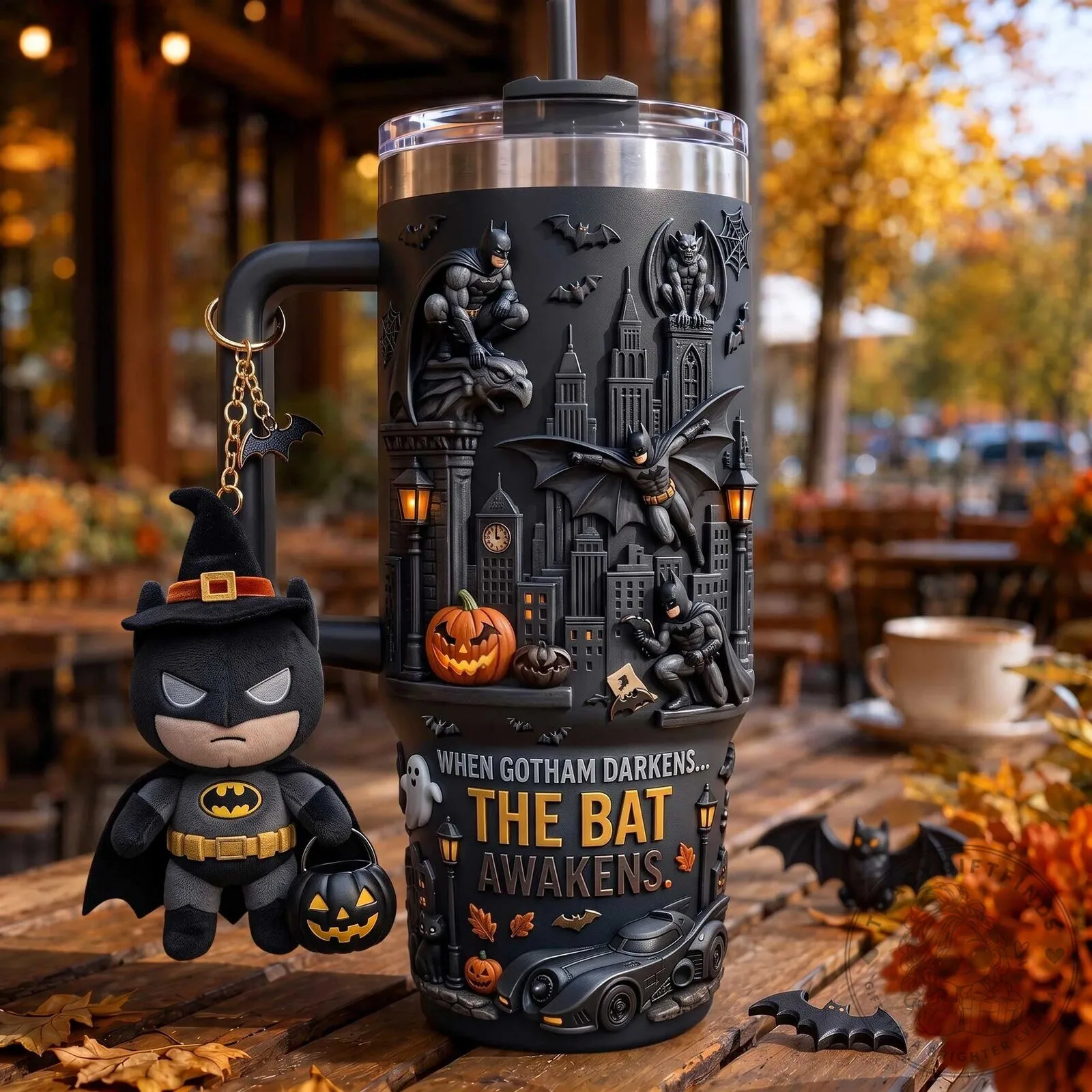 Batman Halloween Gotham City Embossed Stainless Steel Insulated Tumbler with Handle 9 Batman Halloween Gotham City Embossed Stainless Steel Insulated Tumbler with Handle