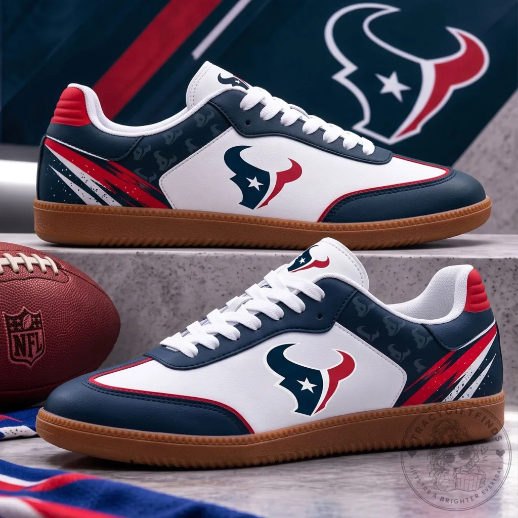 Houston Texans NFL Team Logo White Blue Red Samba Shoes Houston Texans NFL Team Logo White Blue Red Samba Shoes