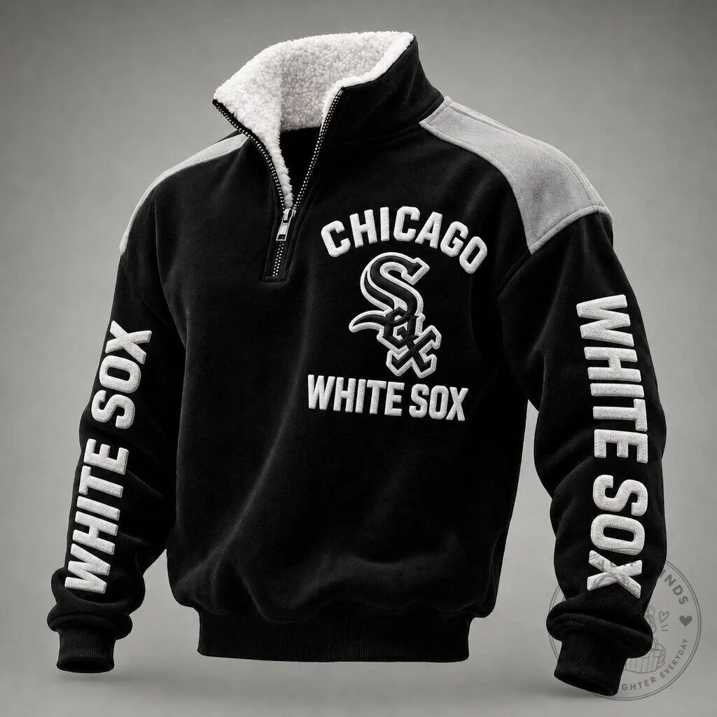 Chicago White Sox Quarter-Zip Fleece Pullover Sweatshirt with Sherpa Collar