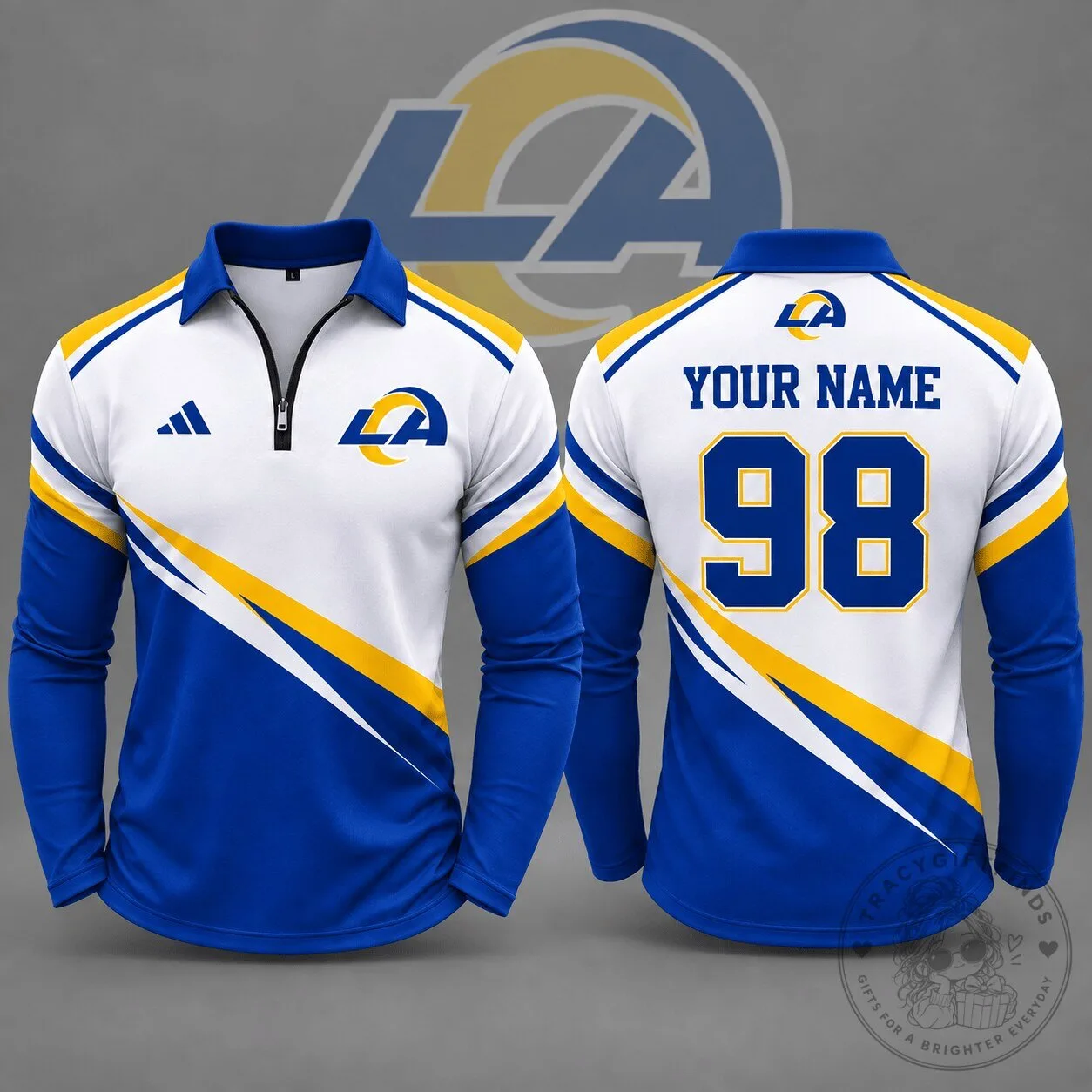 Los Angeles Rams NFL Team Identity Quarter Zip Long Sleeve Polo Shirt