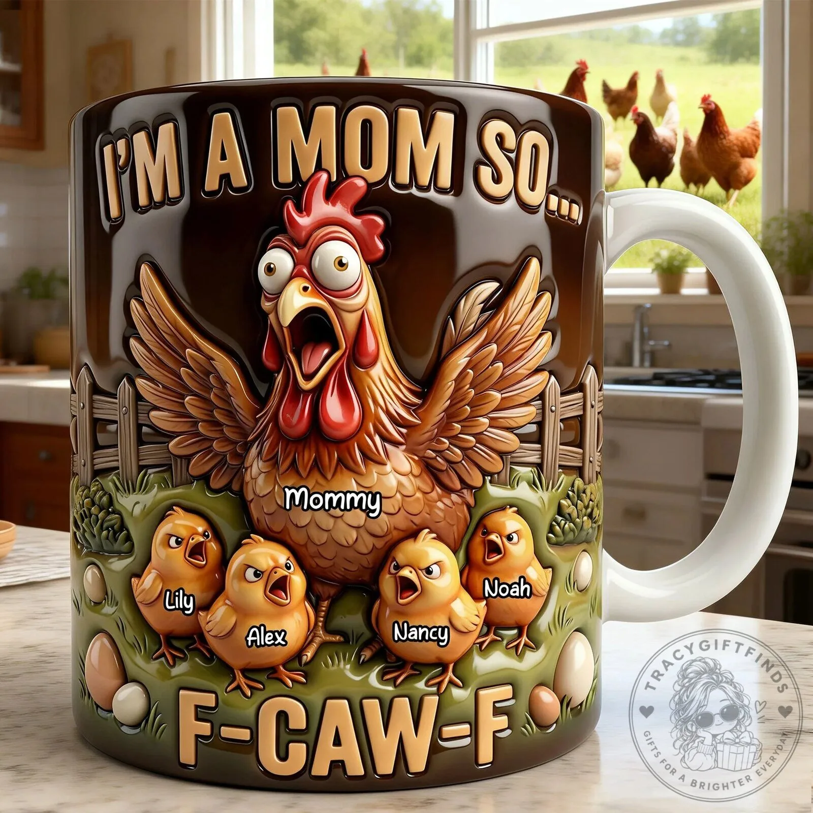 Funny Chicken Mom F-Caw-F Personalized Coffee Mug for Mother's Day
