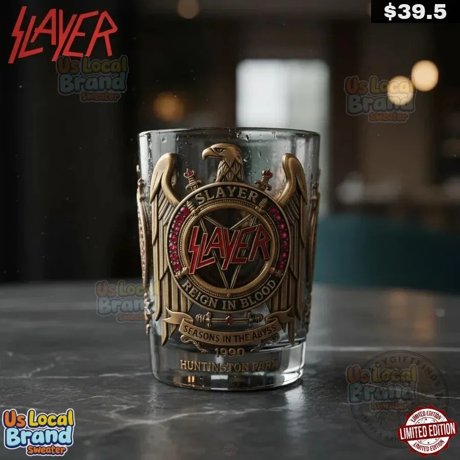 Slayer Reign In Blood Heavy Metal Band Album Cover Drinking Glass