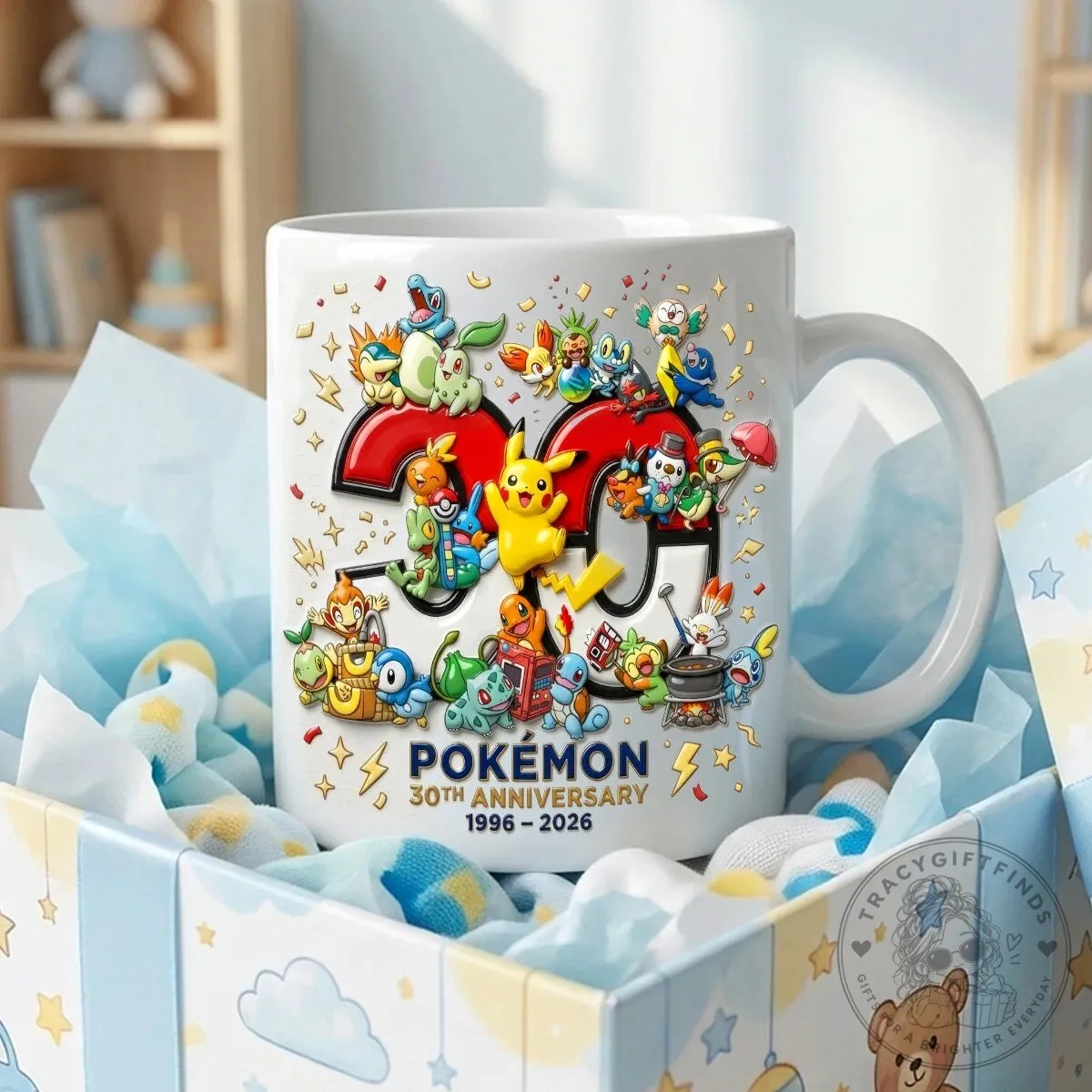 Pokemon 30th Anniversary 1996-2026 Pikachu Character White Coffee Mug