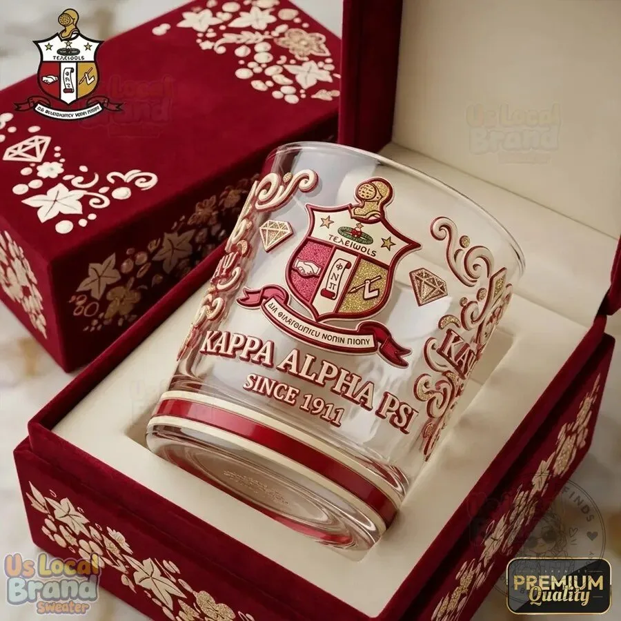 Kappa Alpha Psi Fraternity Whiskey Glass with Crest and Since 1911
