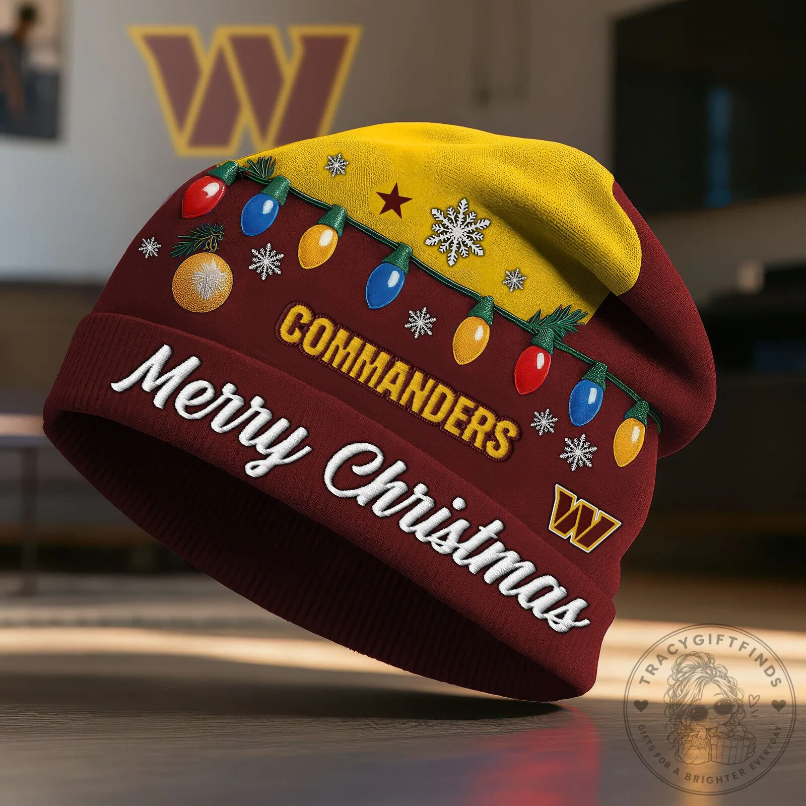 Washington Commanders Merry Christmas Beanie Hat