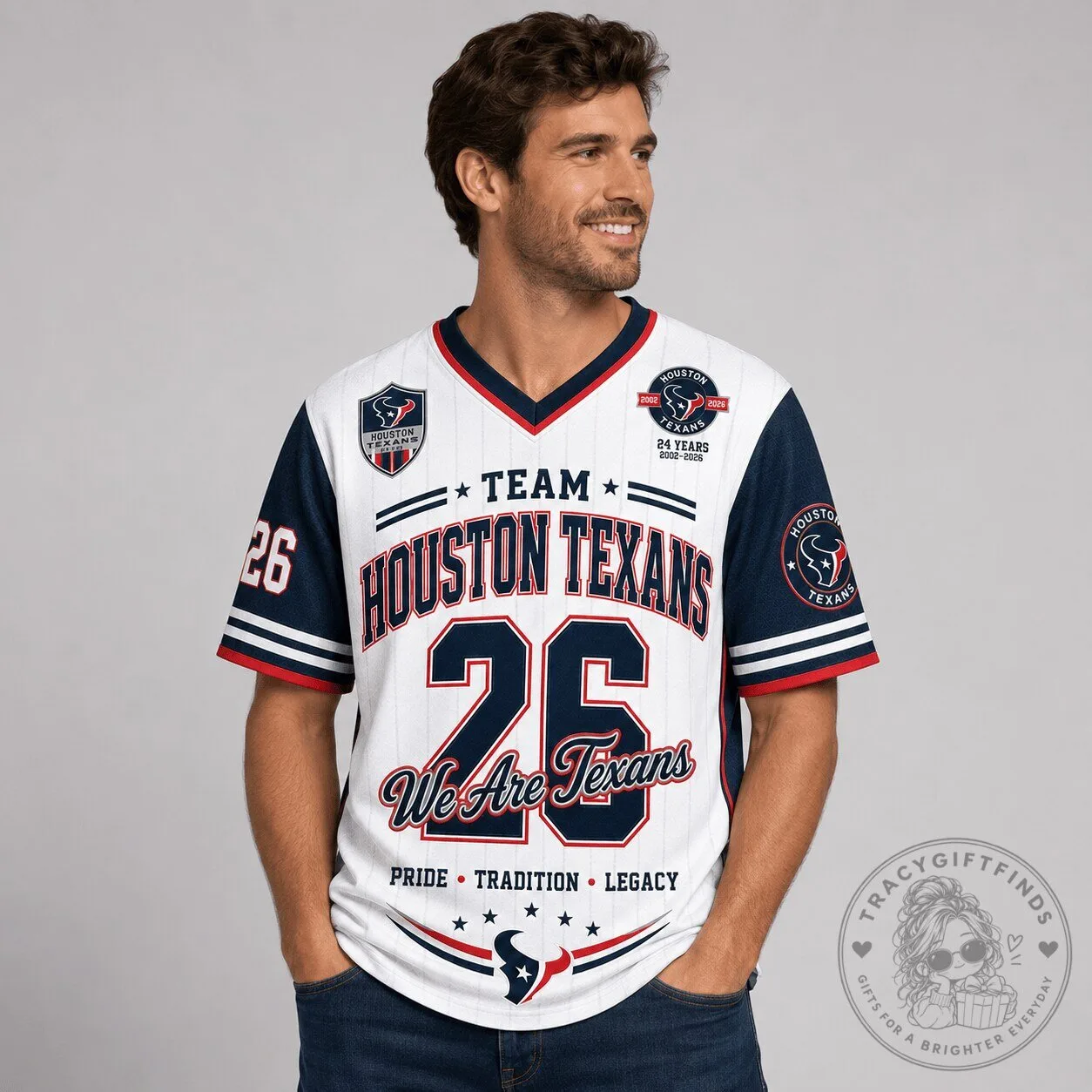 Houston Texans Legacy Pride V-Neck Football Jersey 1 Houston Texans Legacy Pride V-Neck Football Jersey