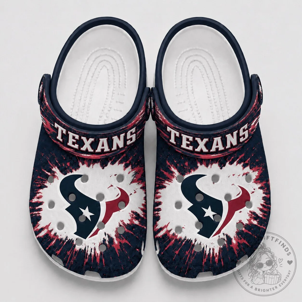 Houston Texans NFL Team Logo Tie-Dye Splash Burst Fan Crocs Shoes