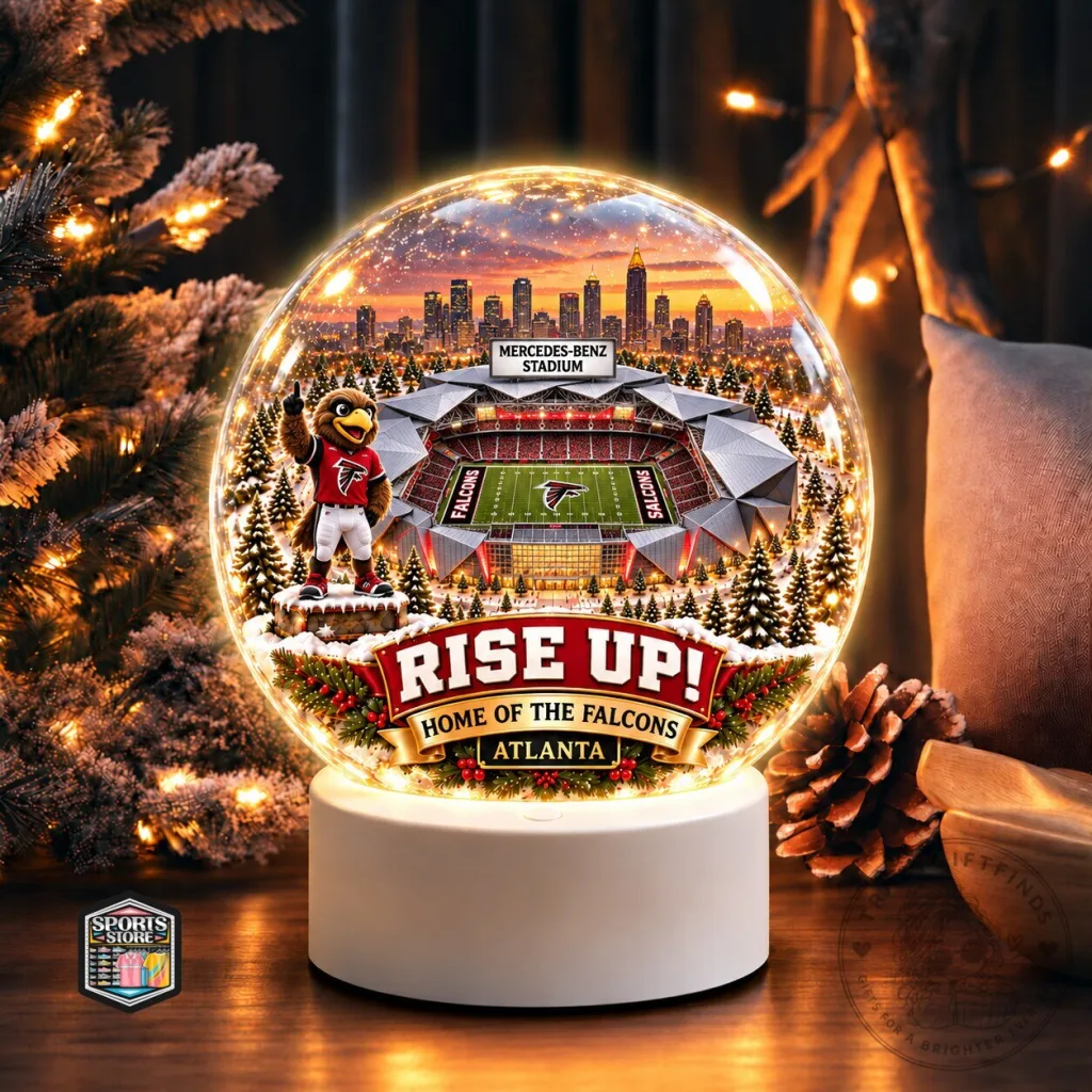 Atlanta Falcons Mercedes-Benz Stadium Rise Up Snow Globe Christmas Ornament Atlanta Falcons Mercedes-Benz Stadium Rise Up Snow Globe Christmas Ornament
