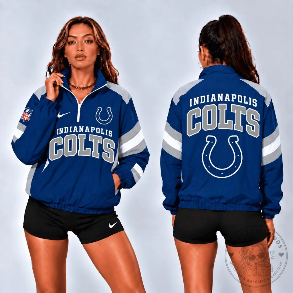 Retro Colorblock Zipper Jacket for Indianapolis Colts NFL Fans Retro Colorblock Zipper Jacket for Indianapolis Colts NFL Fans