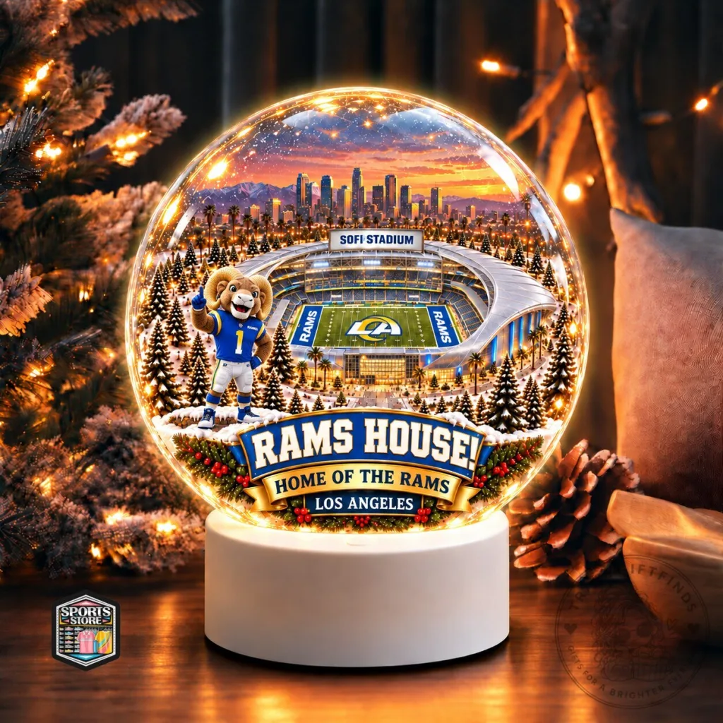 Los Angeles Rams SoFi Stadium Snow Globe Christmas Ornament Los Angeles Rams SoFi Stadium Snow Globe Christmas Ornament