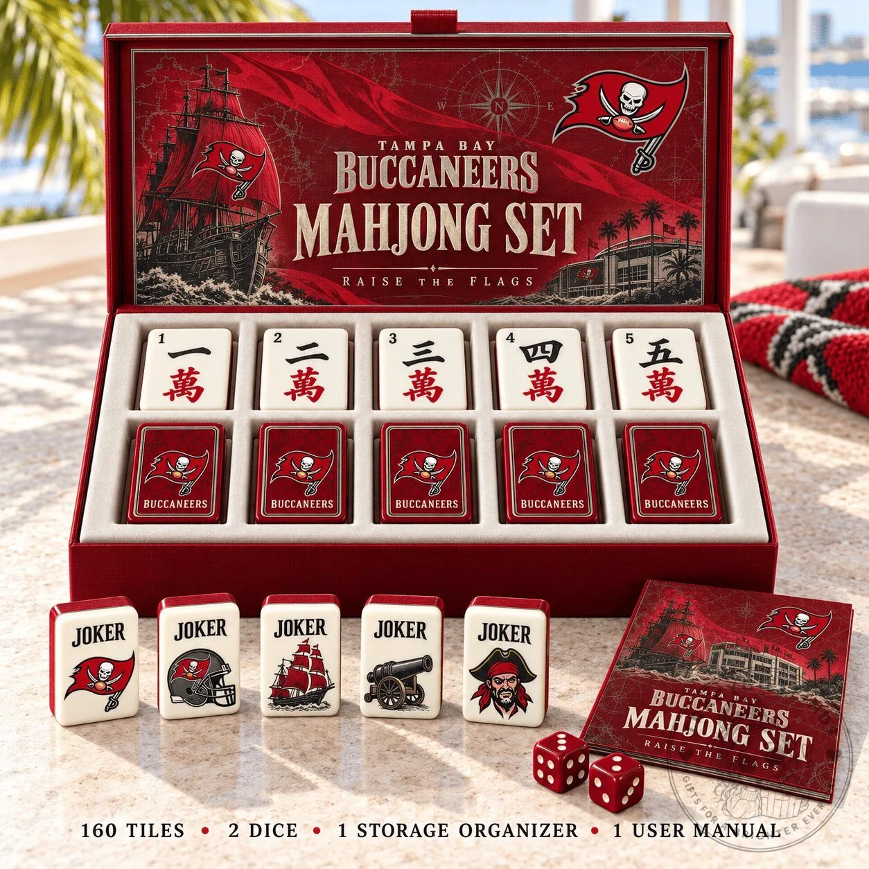 Tampa Bay Buccaneers Mahjong Set with Storage Organizer and User Manual 1 Tampa Bay Buccaneers Mahjong Set with Storage Organizer and User Manual