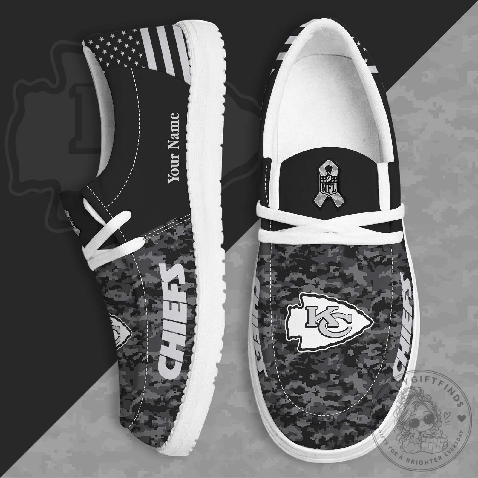 Kansas City Chiefs Salute to Service Custom Name Shoes