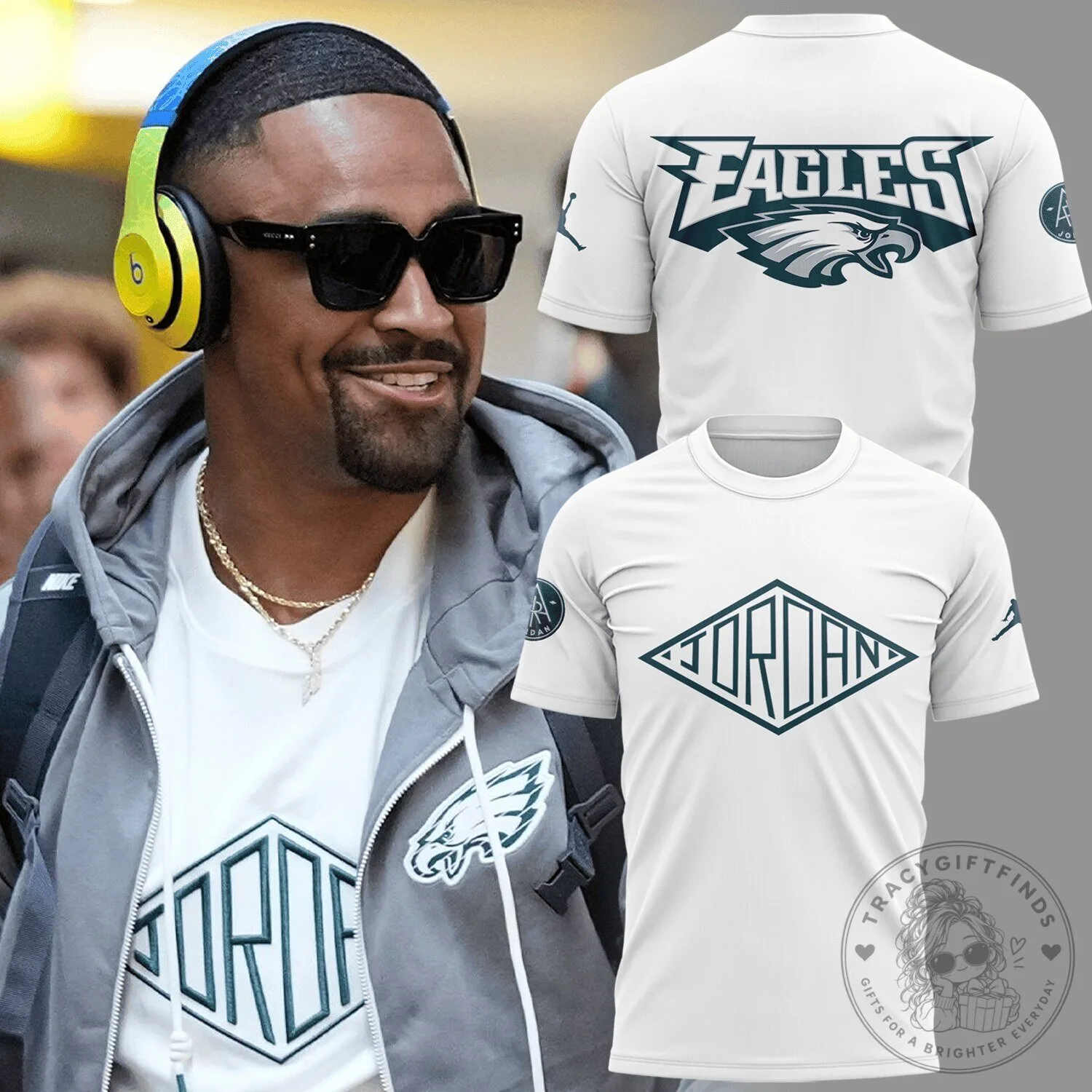Philadelphia Football Eagles Jordan Logo White Short Sleeve T-Shirt 5 Philadelphia Football Eagles Jordan Logo White Short Sleeve T-Shirt