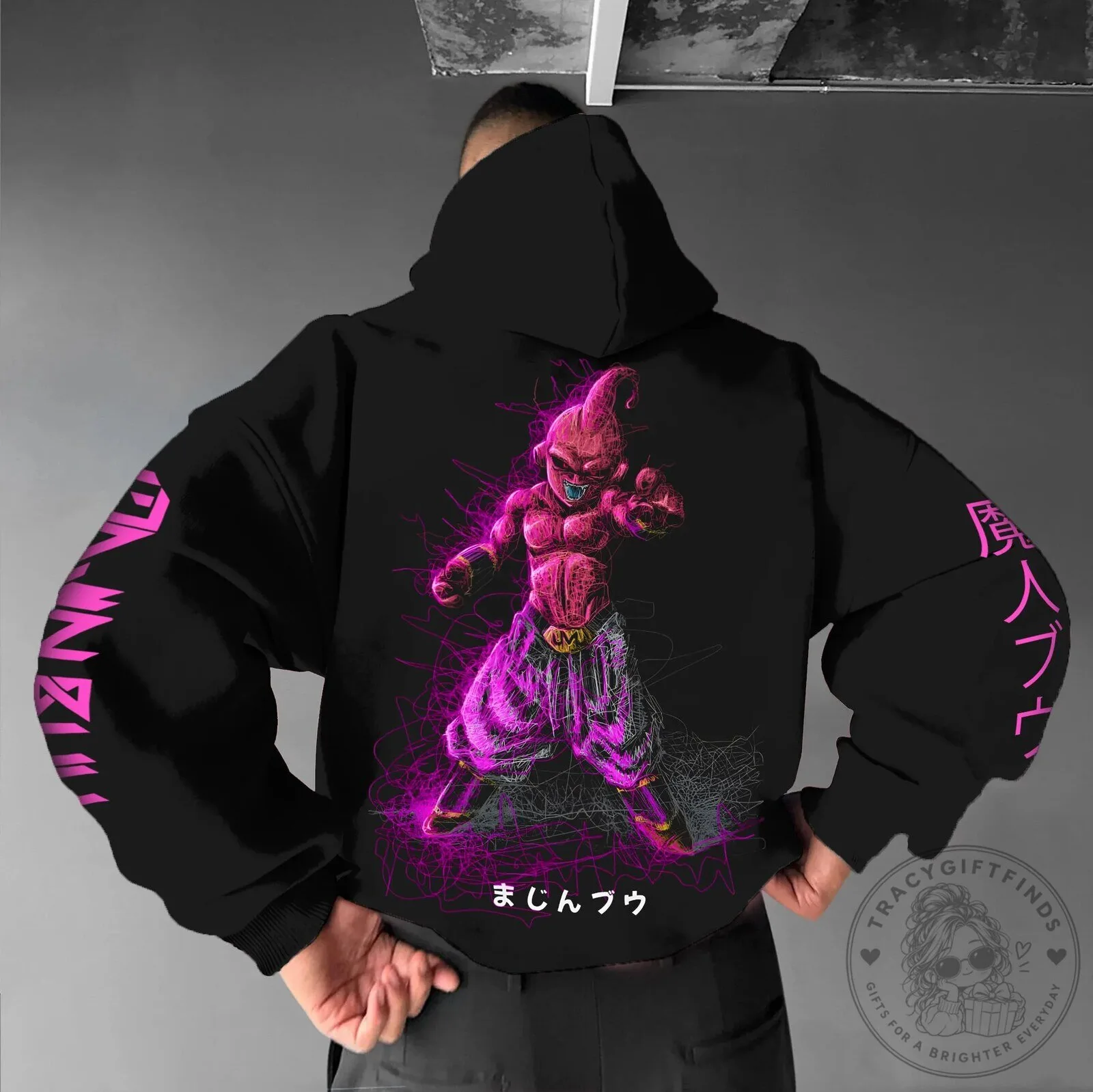 Dragon Ball Z Majin Buu Anime Manga Character Black Pullover Hoodie