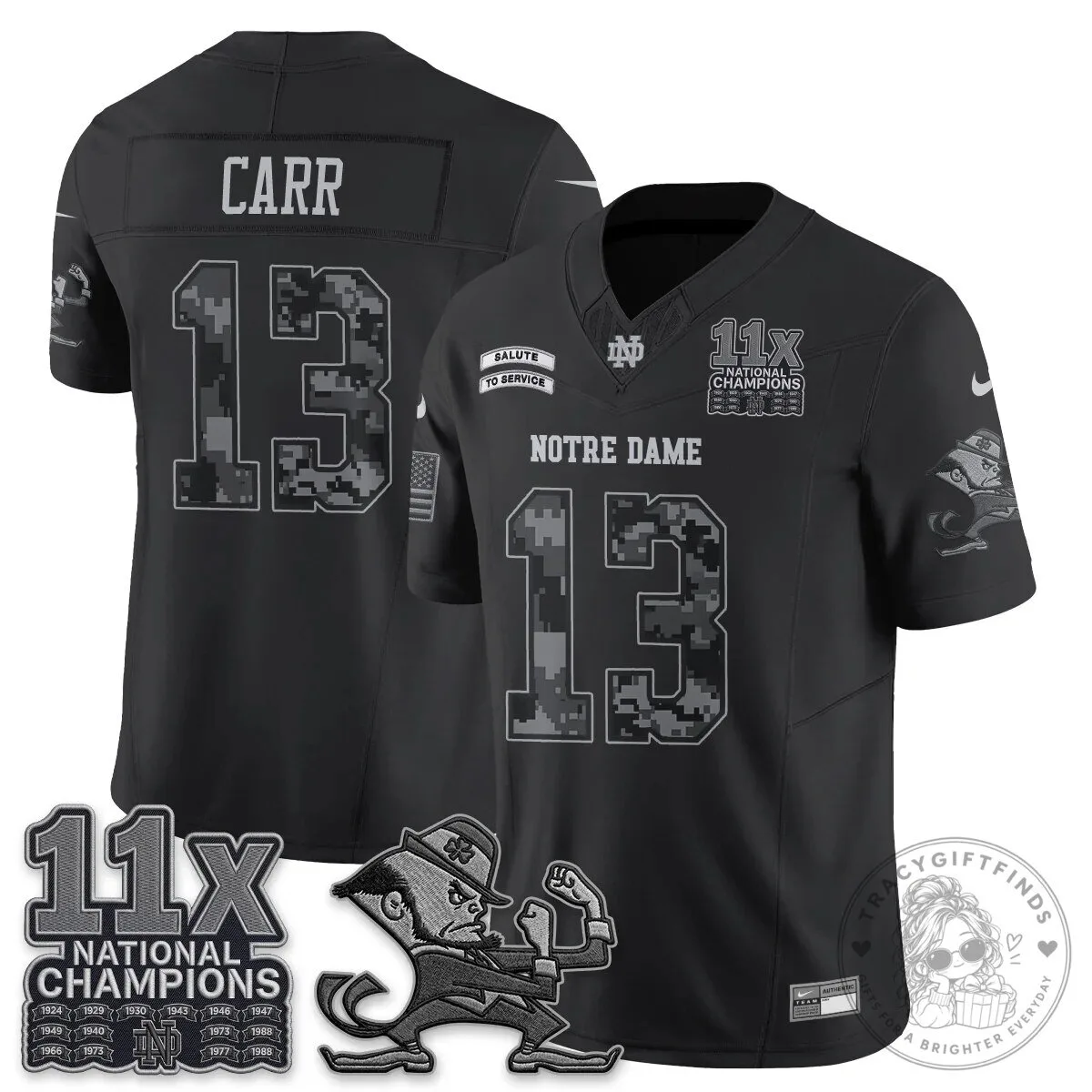 Notre Dame Fighting Irish Football Team Salute To Service Black Jersey