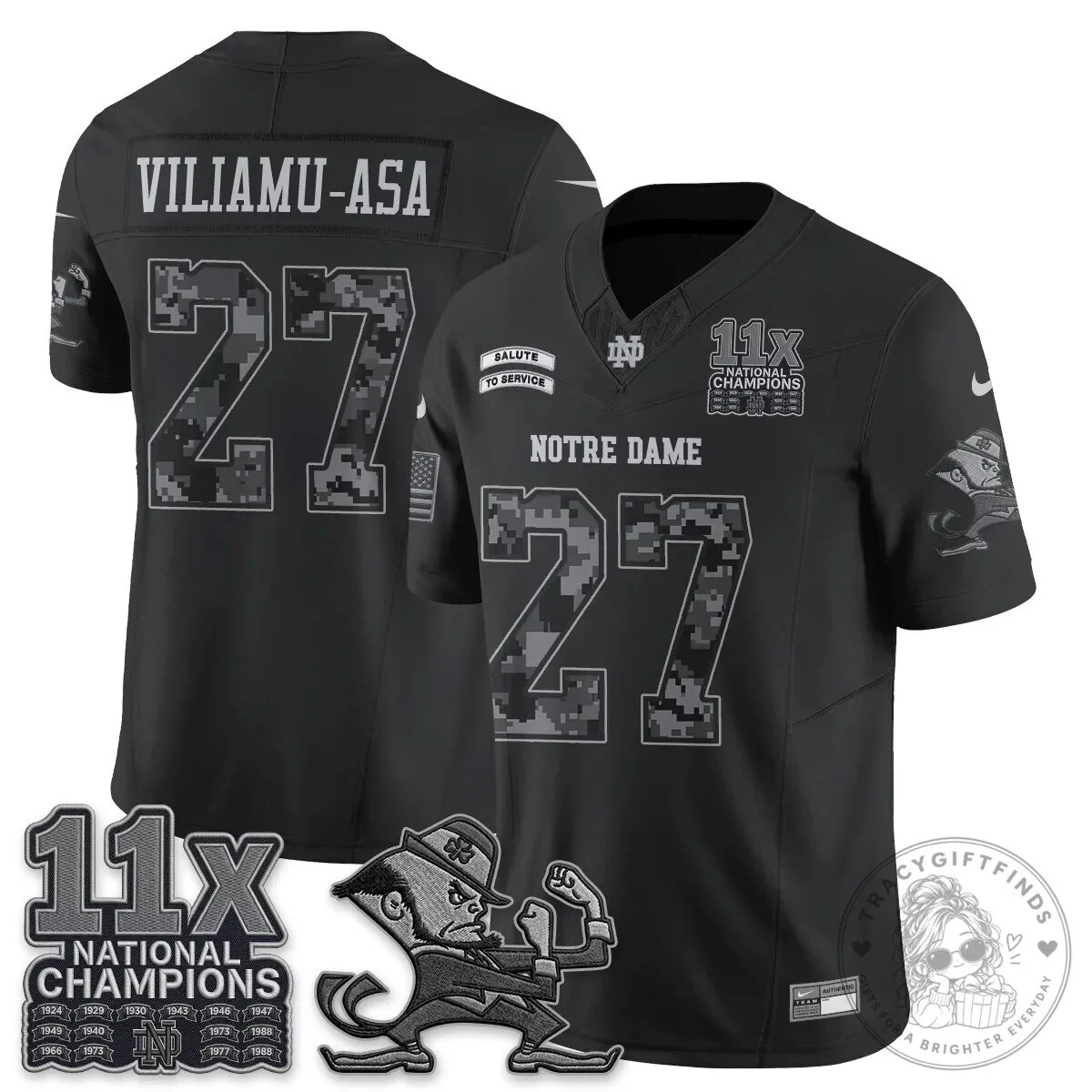 Notre Dame Fighting Irish Football Team Salute To Service Black Jersey 56 Notre Dame Fighting Irish Football Team Salute To Service Black Jersey