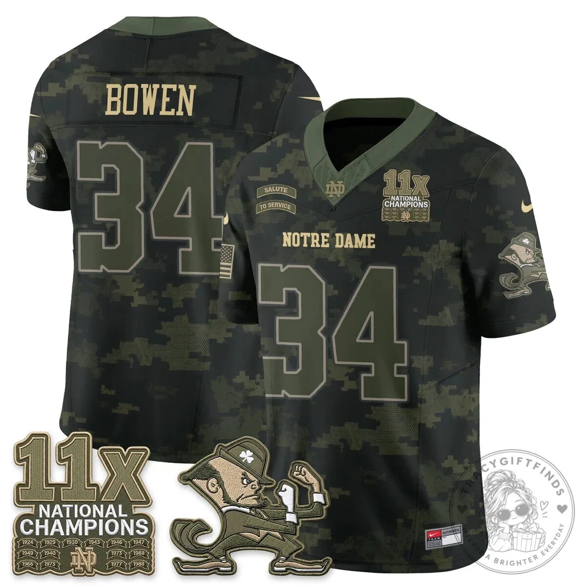 Notre Dame Fighting Irish Football Team Salute To Service Black Jersey 65 Notre Dame Fighting Irish Football Team Salute To Service Black Jersey