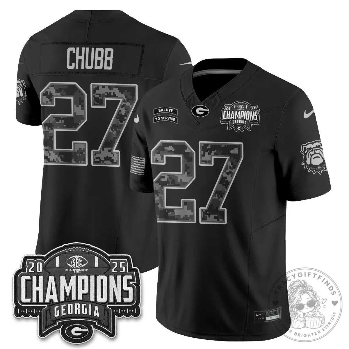 Georgia Bulldogs 2025 SEC Champions Salute To Service Football Jersey